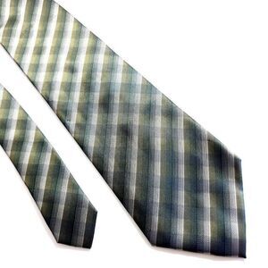 Van Heusen‎ Green Tan Polyester Plaid Tie